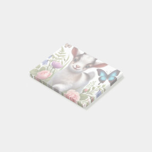 Notas Post-it® Cabra bebé con mariposas y flores de colores