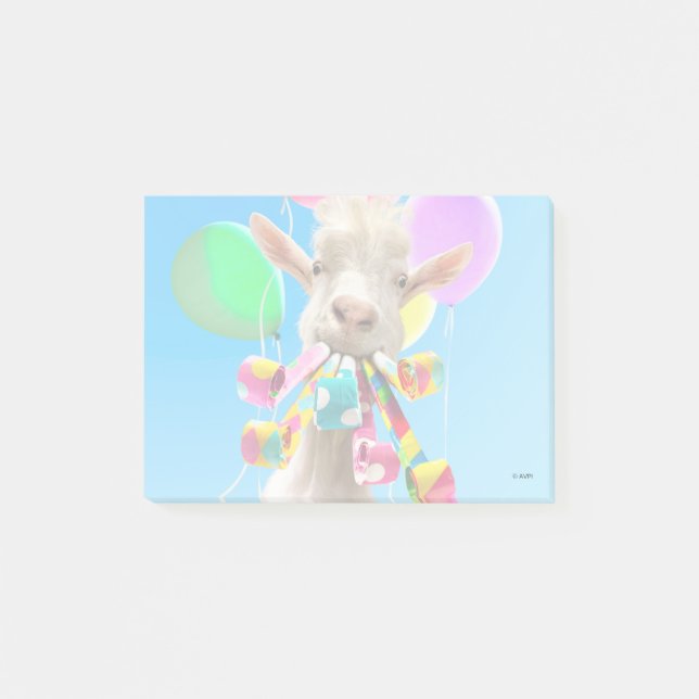 Notas Post-it® Cabra con Sopladores de Fiesta (Anverso)