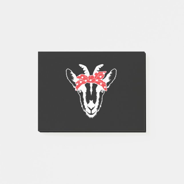 Notas Post-it® Cabra Con Una Bandana Graciosa Mujer Amante De Cab (Anverso)