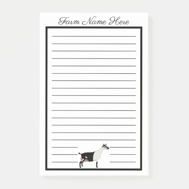 Notas Post-it® Cabra lechera alpina blanca y negra personalizada (Anverso)