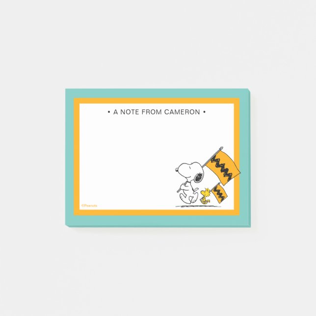 Notas Post-it® Cacahuetes | Banderas Snoopy & Woodstock (Anverso)