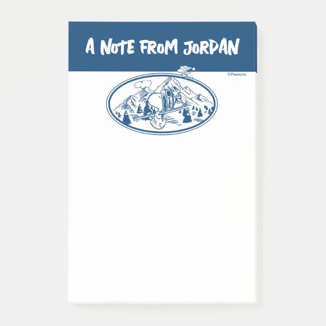 Notas Post-it® Cacahuetes | Esquí Snoopy & Woodstock (Anverso)