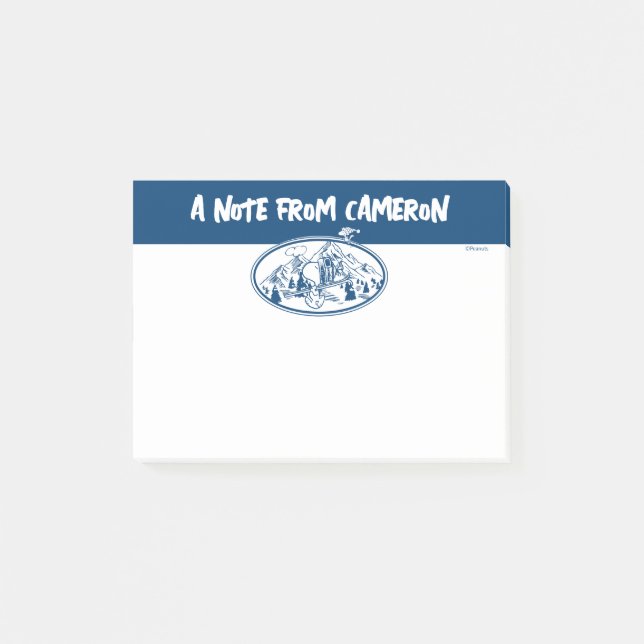 Notas Post-it® Cacahuetes | Esquí Snoopy & Woodstock (Anverso)