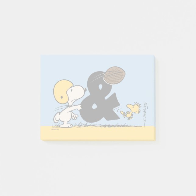 Notas Post-it® Cacahuetes | Fútbol Snoopy & Woodstock (Anverso)