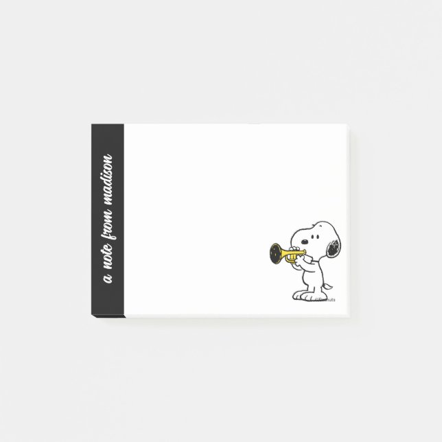 Notas Post-it® Cacahuetes | Jugador de trompeta Snoopy (Anverso)