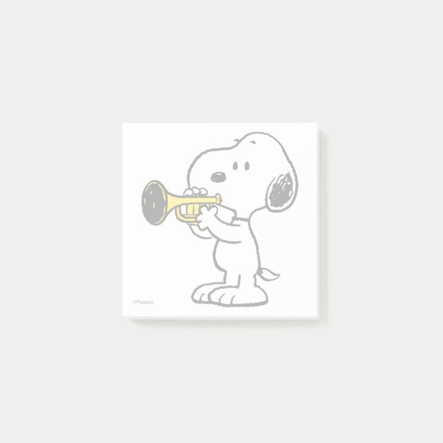 Notas Post-it® Cacahuetes | Jugador de trompeta Snoopy (Anverso)