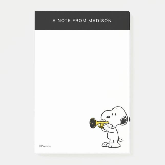 Notas Post-it® Cacahuetes | Jugador de trompeta Snoopy (Anverso)