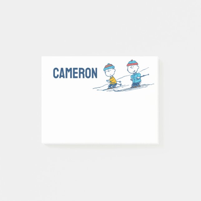 Notas Post-it® Cacahuetes | Patrón de esquí de invierno (Anverso)