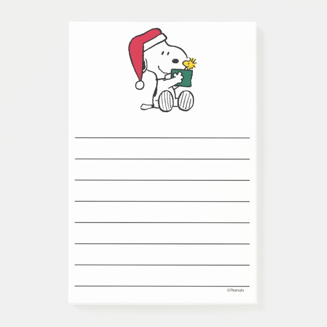 Notas Post-it® Cacahuetes | Regalo Snoopy Santa & Woodstock (Anverso)