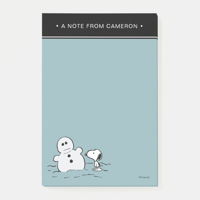 Notas Post-it® Cacahuetes | Snoopy Crea Un Hombre De Nieve Añade  (Anverso)