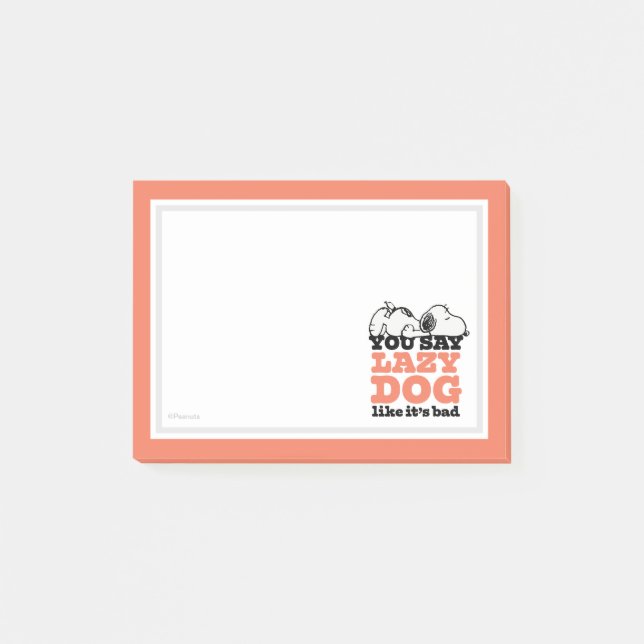 Notas Post-it® Cacahuetes | Snoopy dices Perro perezoso como malo (Anverso)