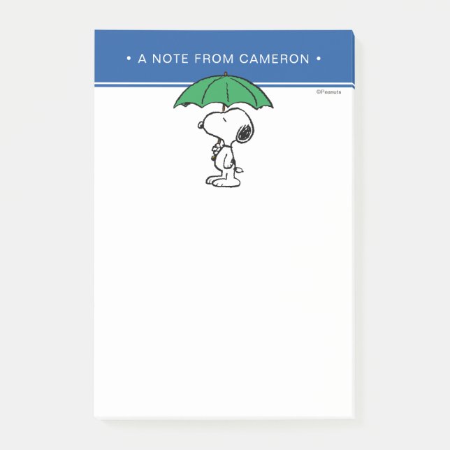 Notas Post-it® Cacahuetes | Snoopy Green Umbrella (Anverso)