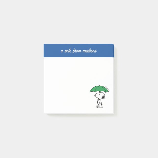 Notas Post-it® Cacahuetes | Snoopy Green Umbrella (Anverso)
