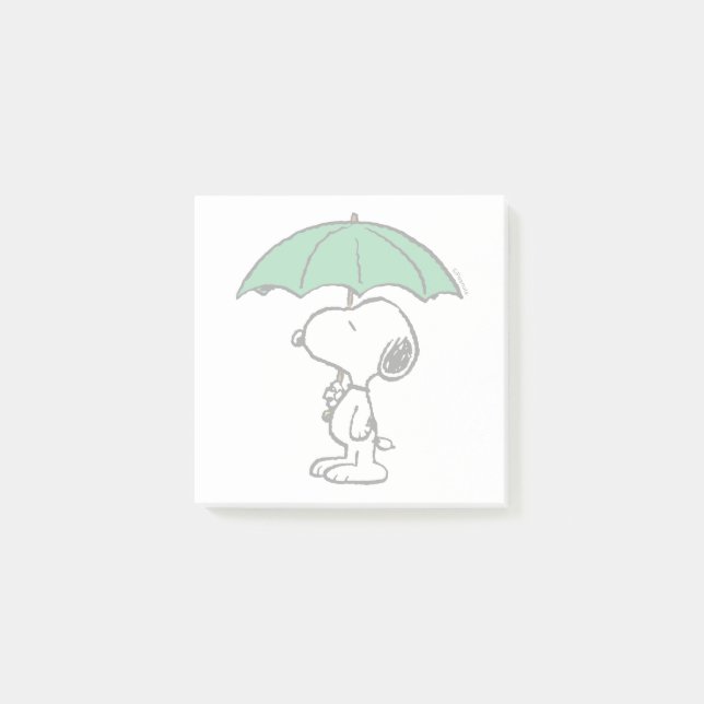 Notas Post-it® Cacahuetes | Snoopy Green Umbrella (Anverso)