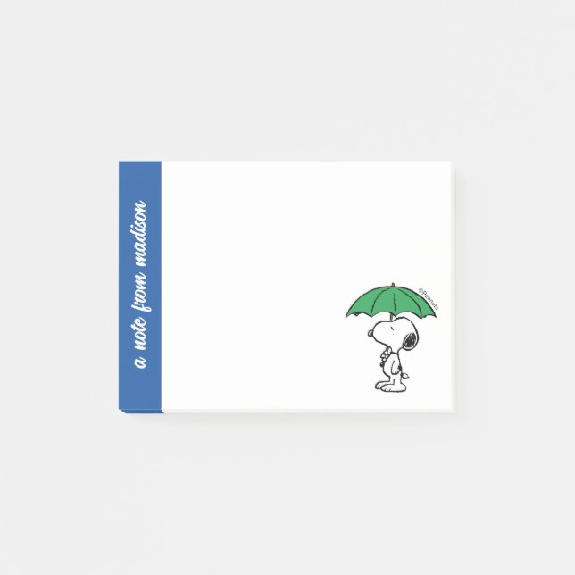 Notas Post-it® Cacahuetes | Snoopy Green Umbrella (Anverso)