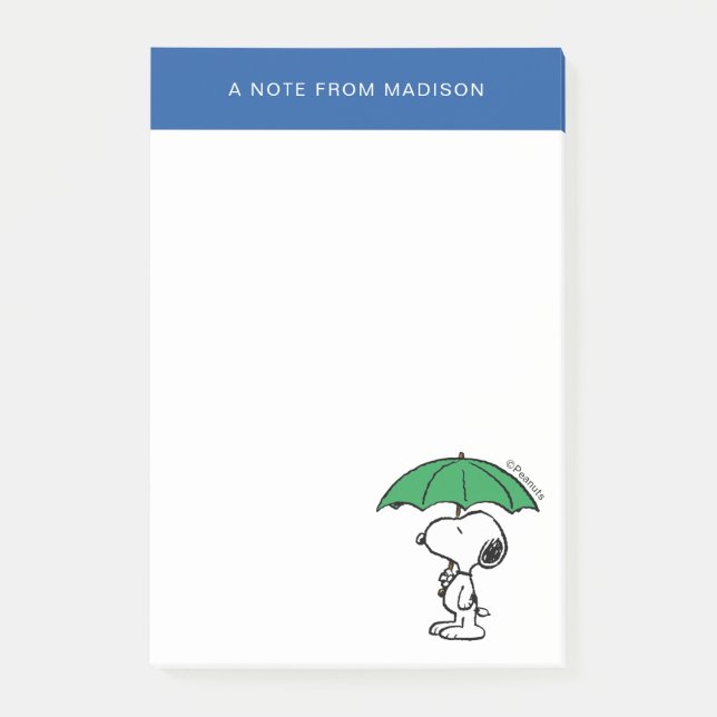 Notas Post-it® Cacahuetes | Snoopy Green Umbrella (Anverso)