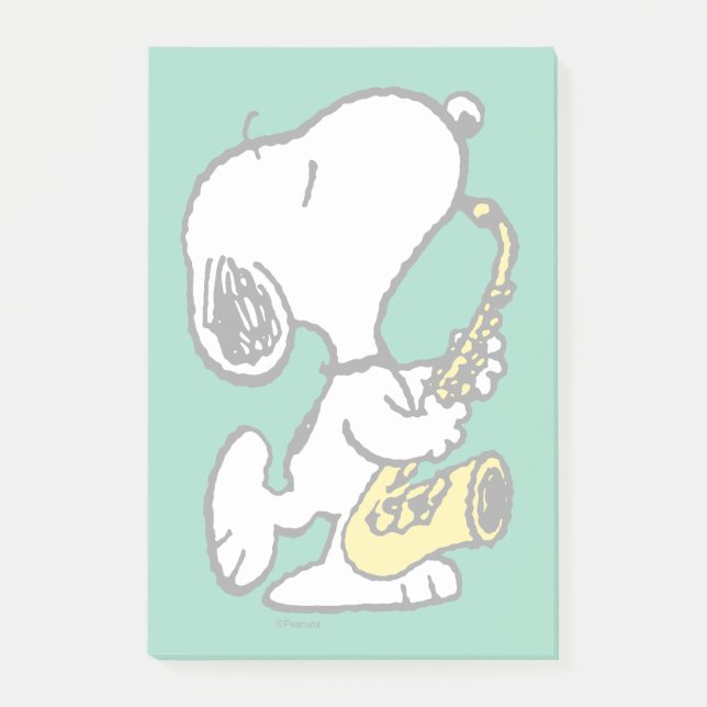Notas Post-it® Cacahuetes | Snoopy Saxophone Player (Anverso)