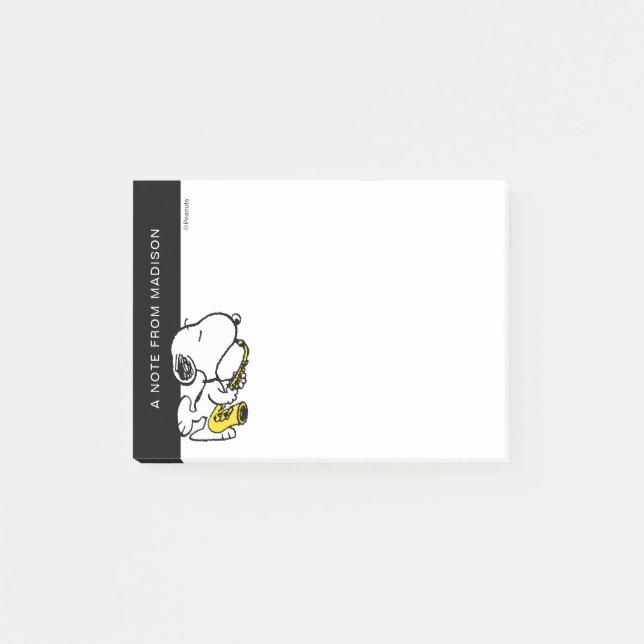 Notas Post-it® Cacahuetes | Snoopy Saxophone Player (Anverso)