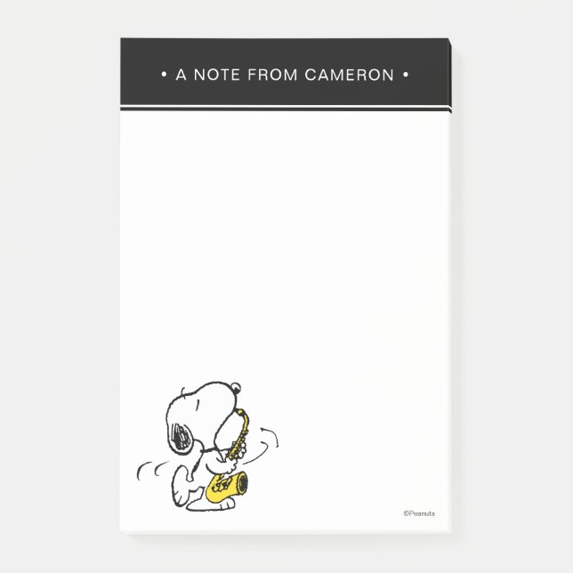 Notas Post-it® Cacahuetes | Snoopy Saxophone Player (Anverso)
