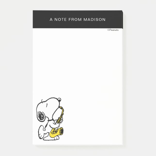 Notas Post-it® Cacahuetes | Snoopy Saxophone Player (Anverso)