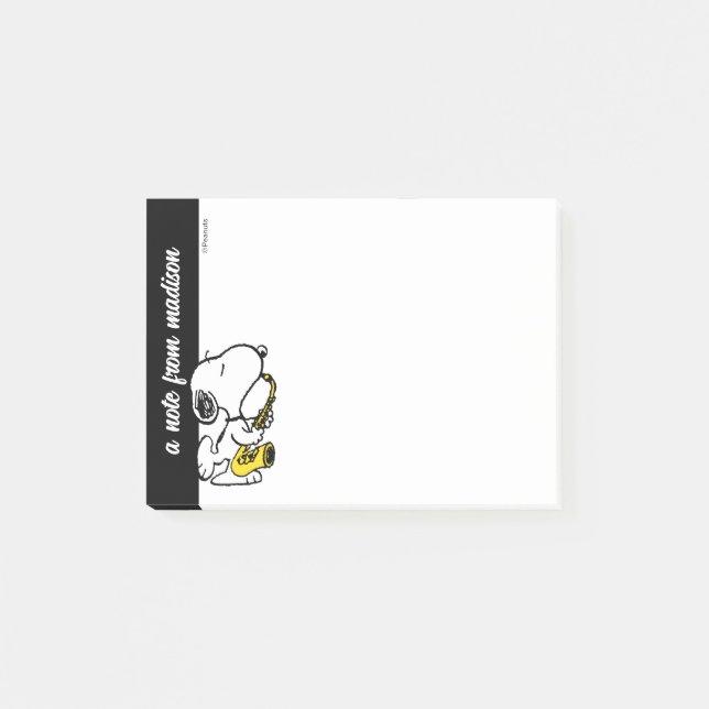 Notas Post-it® Cacahuetes | Snoopy Saxophone Player (Anverso)