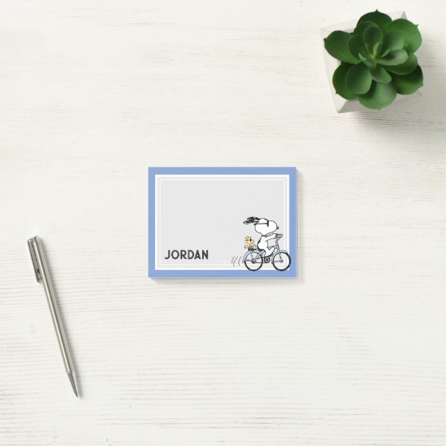 Notas Post-it® Cacahuetes | Snoopy & Woodstock Bicicleta (Oficina)