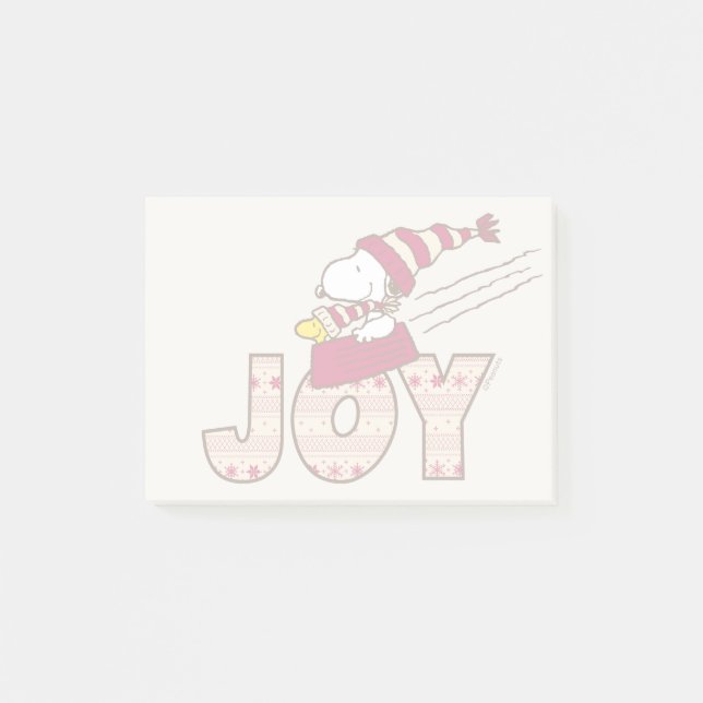 Notas Post-it® Cacahuetes | Snoopy & Woodstock Joy Sled Ride (Anverso)