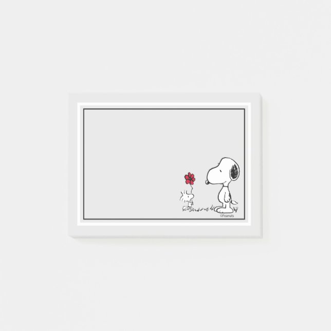 Notas Post-it® Cacahuetes | Snoopy & Woodstock Rojo y Negro (Anverso)