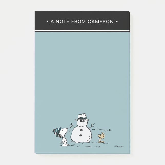 Notas Post-it® Cacahuetes | Snowman Snoopy y Woodstock | Añadir n (Anverso)