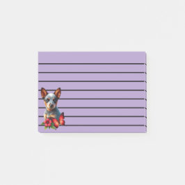 Notas Post-it® Cachorro curado con mariposa y flor