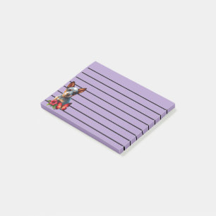 Notas Post-it® Cachorro curado con mariposa y flor