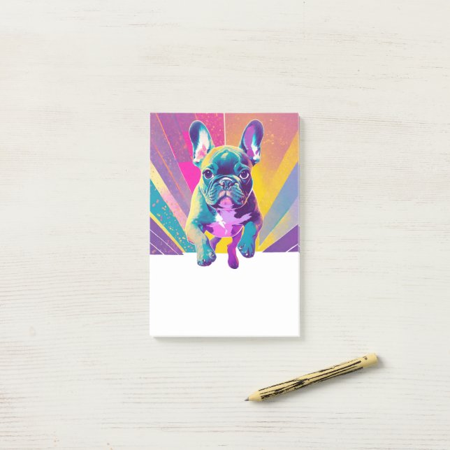 Notas Post-it® Cachorro de Bulldog francés (Escritorio)