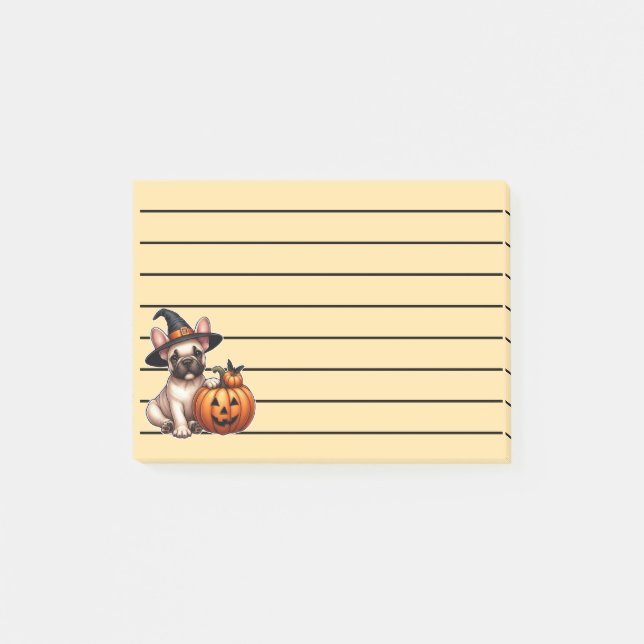 Notas Post-it® Cachorro de Bulldog Francés con sombrero de bruja  (Anverso)