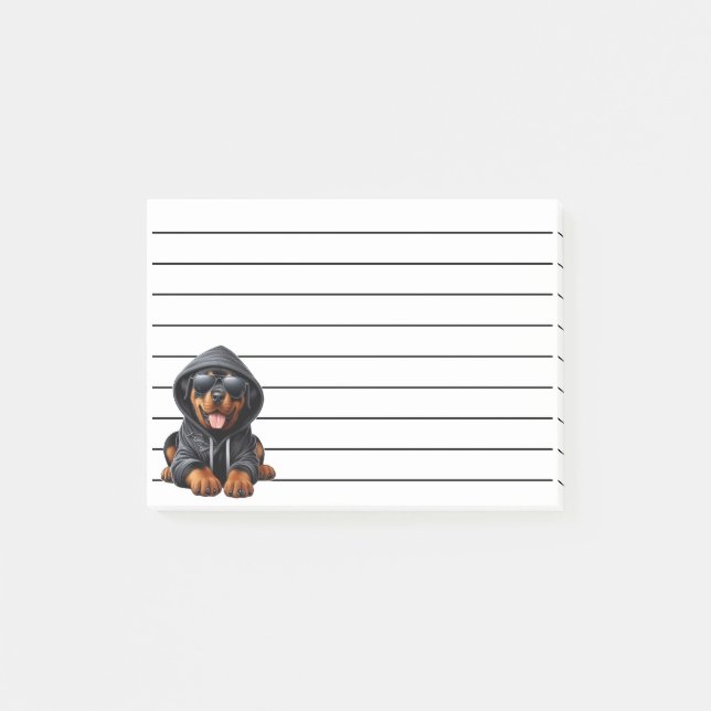 Notas Post-it® Cachorro de Rottweiler en sudadera encapuchada (Anverso)