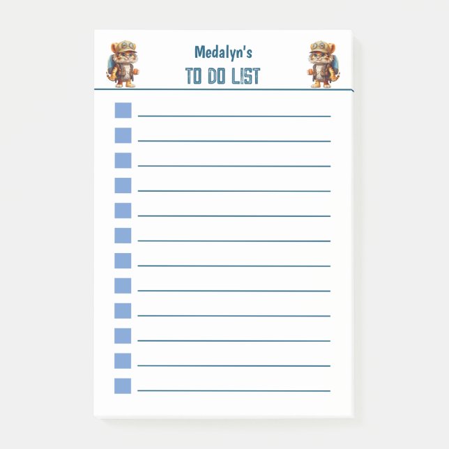 Notas Post-it® Cachorro de tigre alegre con mochila y bebiendo (Anverso)