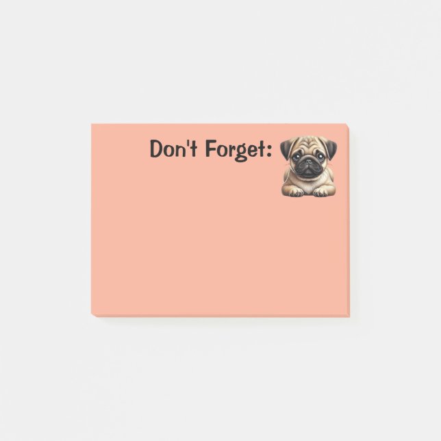 Notas Post-it® Cachorro Pug (Anverso)