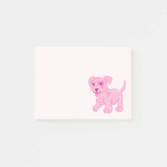 Notas Post-it® Cachorro rosa (Anverso)