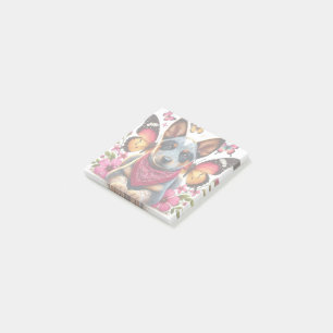 Notas Post-it® Cachorros curados rodeados de mariposas y flores