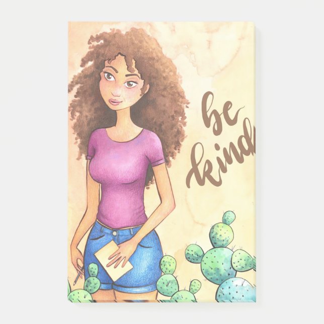 Notas Post-it® Cactus Chica Be Kind (Anverso)