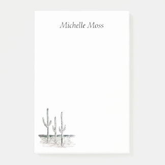 Notas Post-it® Cactus del desierto Blanco negro suroeste