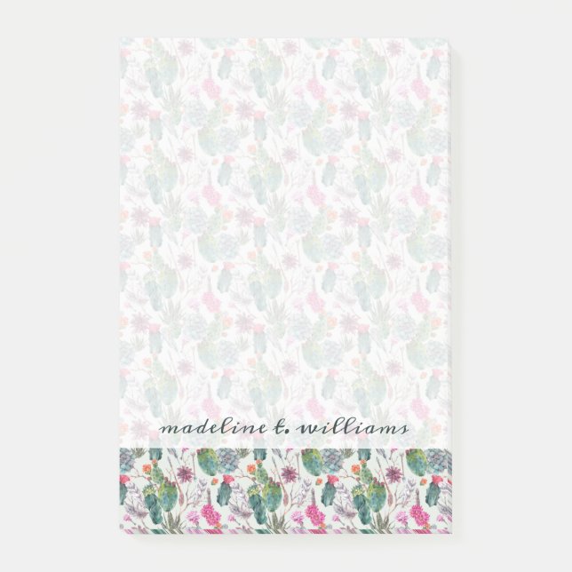 Notas Post-it® Cactus exótico de la acuarela de Boho y modelo (Anverso)