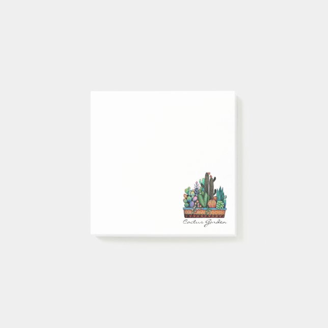 Notas Post-it® Cactus Garden Cute Watercolor En Pot (Anverso)
