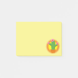Notas Post-it® Cactus Personalizado Cuto Con Flores Rosa