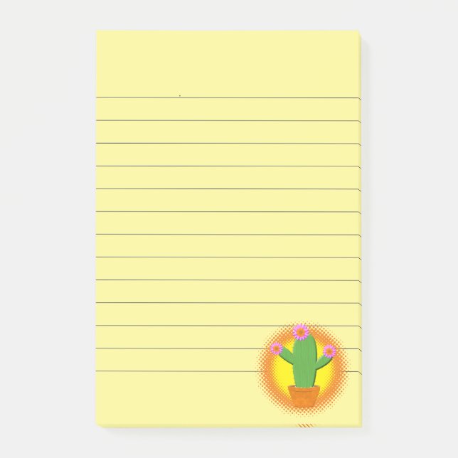 Notas Post-it® Cactus Personalizado Cuto Con Flores Rosa (Anverso)