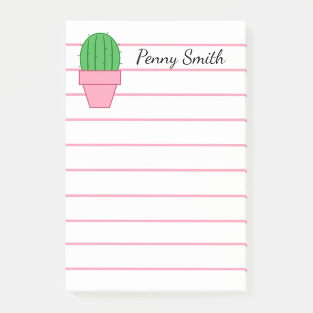Notas Post-it® Cactus Potted rosado (Anverso)