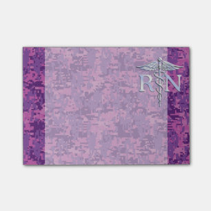 Notas Post-it® Caduceo de plata del RN de la enfermera