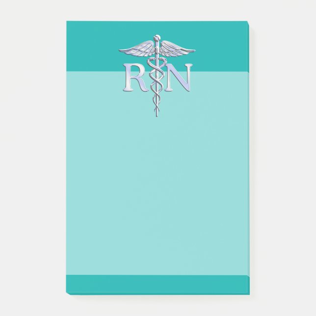 Notas Post-it® Caduceo de plata del RN de la enfermera (Anverso)