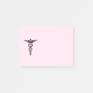 Notas Post-it® Caduceo médico en rosa