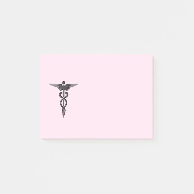Notas Post-it® Caduceo médico en rosa (Anverso)