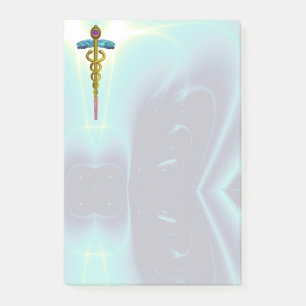 Notas Post-it® CADUCEUS GOLDEN SÍMBOLO MONOGRAM Azul Verde azulad